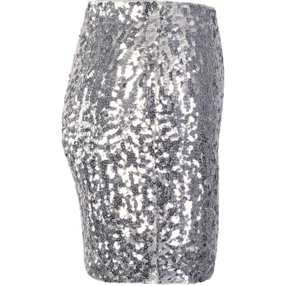 Maner Women’s Sequin Mini Skirt with Side Split Silver Size 2XLarge NWT - Picture 2 of 3